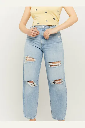 Tally Weijl Světle modré zkrácené straight fit džíny s potrhaným efektem TALLY - Dámské