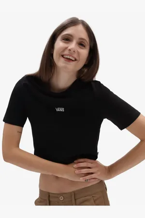 Vans Černé dámské cropped tričko Flying V Crop Crew - Dámské