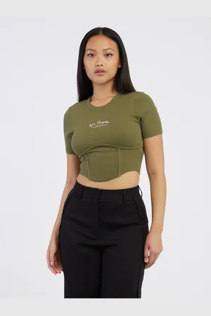 ONLY Khaki dámský crop top Lola - Dámské