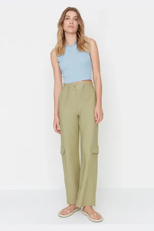Trendyol Khaki Cargo Trousers with Woven Rope Detail