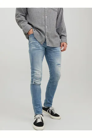 JACK & JONES Modré pánské skinny fit džíny Glenn - Pánské