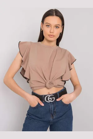 Fancy Tmavě béžová halenka s ozdobnými rukávy