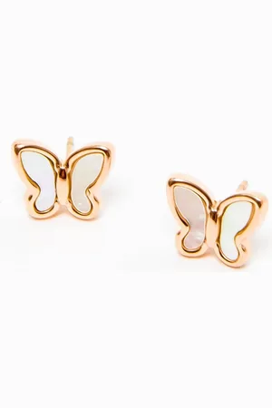 Yups Earrings with enamel butterfly white