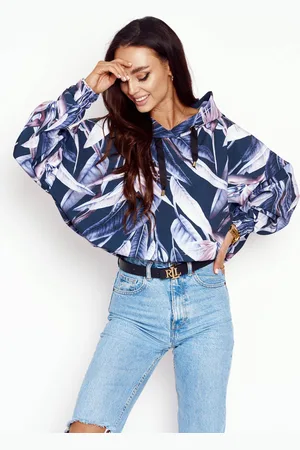Cocomore Navy blue oversize hoodie floral prints