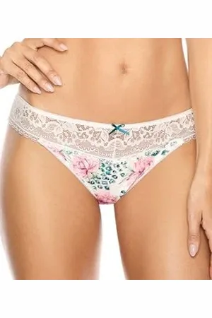 Gorteks Dámská tanga Daisy s jemnou krajkou - krémová