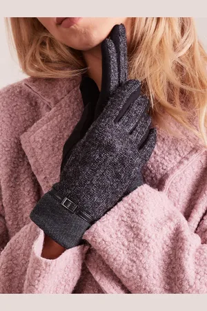 Wool Fashion Italia Černé rukavice s pleteným modulem
