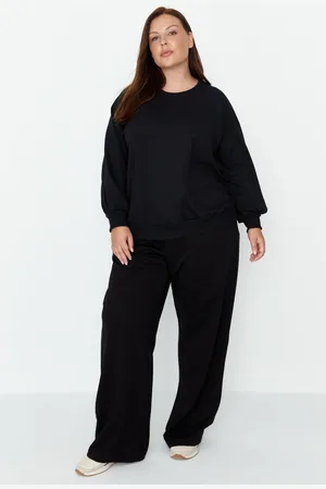 Trendyol Curve Black Wide-Cut Thin, Knitted Sweatpants