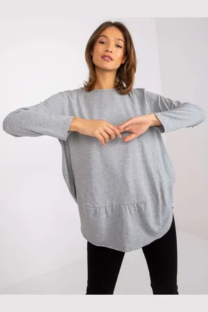 Ex moda Šedá melanžová bavlněná halenka Renata