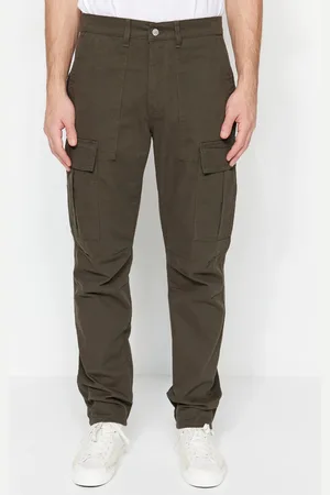 Trendyol Khaki úzké cargo gabardénové kalhoty