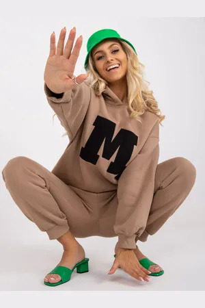 Ex moda Tmavě béžová oversize tepláková souprava Nana