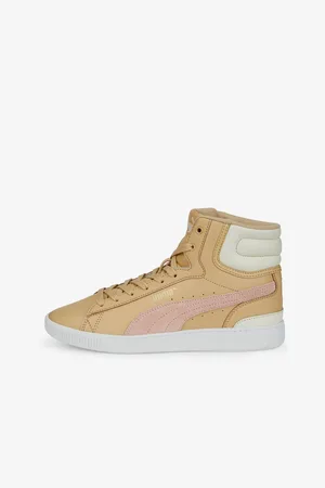 PUMA Béžové dámské kotníkové kožené tenisky Vikky V3 - Dámské