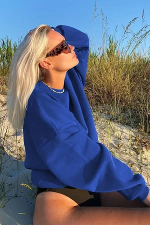MADMEXT Sax Crew Neck Basic Sweatshirt