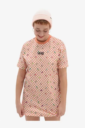 Vans Bílo-oranžové dámské kostkované šaty - Dámské