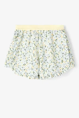 NAME IT Žluto-modré holčičí květované kraťasy Finna - unisex