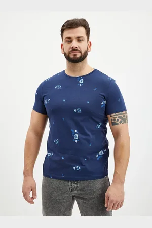 Blend Tmavě modré pánské vzorované tričko - Pánské
