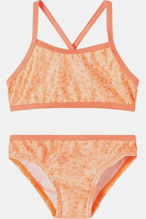 NAME IT Oranžové holčičí vzorované dvoudílné plavky Felisia - unisex