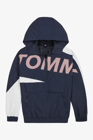Tommy Hilfiger Bílo-modrá klučičí bunda s kapucí - Kluci