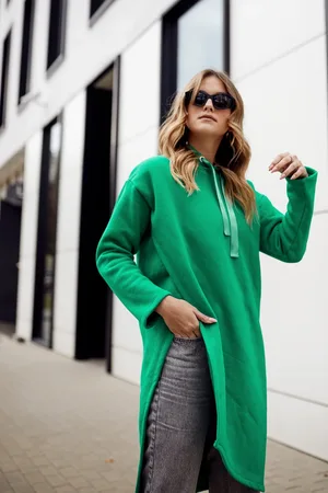 Fasardi Oversized teplá tunika s asymetricky střiženým bokem