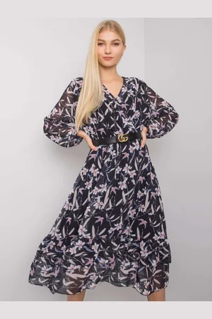 Ex moda Námořnicky modré midi šaty s volánem Mayra