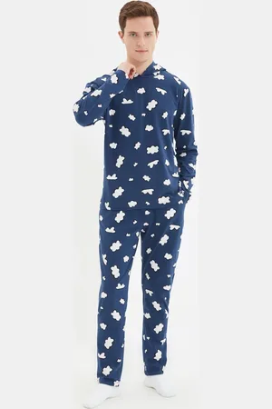 Trendyol Pánské pyžamo TMNAW22PT1067/Navy blue