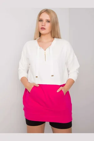 RELEVANCE Dámská plus velikost ecru fuchsie tunika