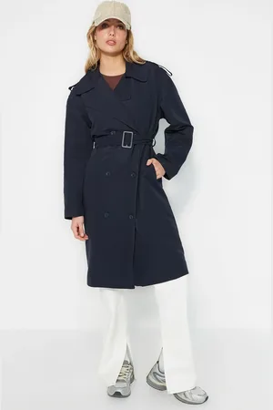 Trendyol Navy Blue Oversized Epaulette Detailní trenčkot