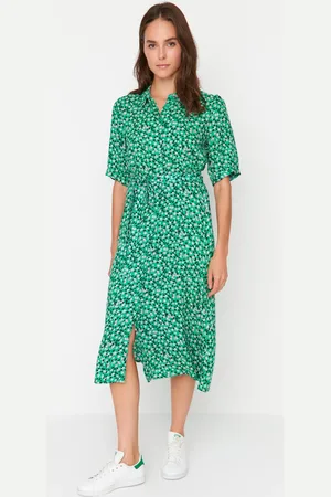Trendyol Dámské šaty MultiColored BeltEd Shirt Dress