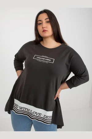 RELEVANCE Bavlněná tunika khaki velikosti plus s elastickým lemem