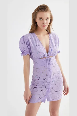 Trendyol Lilac Button Detailed Fisto Beach Dress
