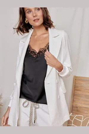 BLUE Ecru oversize double-breasted jacket