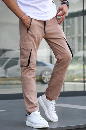 MADMEXT Béžové jogger kalhoty s cargo kapsami 5791