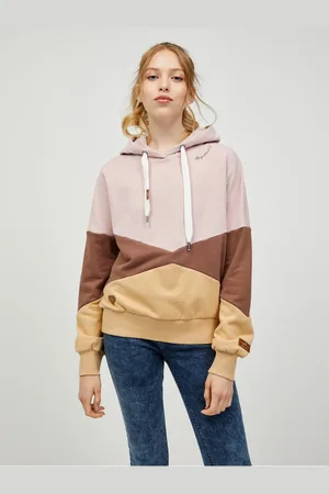 Ragwear Hnědo-růžová dámská mikina s kapucí Greaty - Dámské