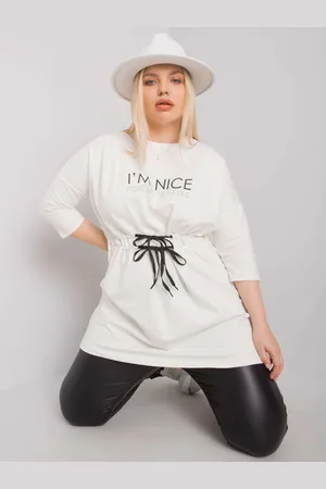 RELEVANCE Tunika Ecru plus size s nápisem