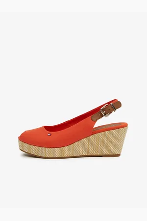 Tommy Hilfiger Oranžové dámské sandály na klínku Iconic Elba - Dámské