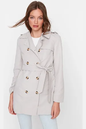 Trendyol Trenčkot Stone Beltted Button Closure Fit Fit