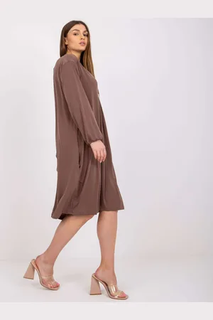 Ex moda Rimini hnědé oversize midi šaty