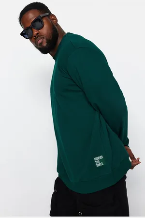 Trendyol Emerald Plus Size Regular/Real Fit pohodlná bavlněná mikina s označením Comfort