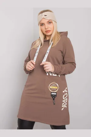 RELEVANCE Plus velikost hnědé bavlněné tuniky