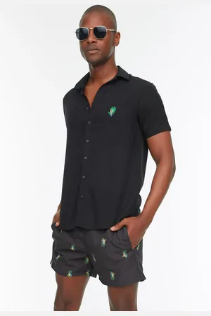 Trendyol Black Short Length Tropical Swim Shorts