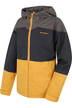 HUSKY Dětská hardshell bunda Nicker K tm. šedá/sv. hořčicová