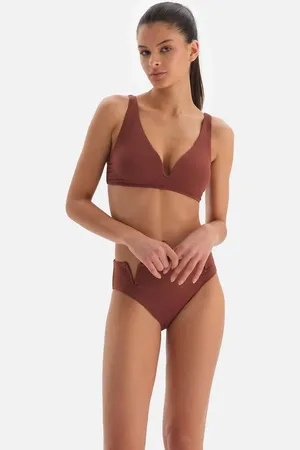 Dagi Brown Triangle Wide V Wire Wire Bikiny Top
