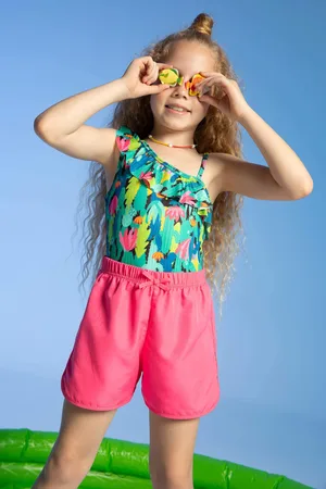 DeFacto Girl One Shoulder Flamingo Print Swimsuit