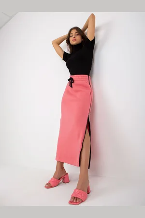Fancy Coral midi mikinová sukně s kravatou