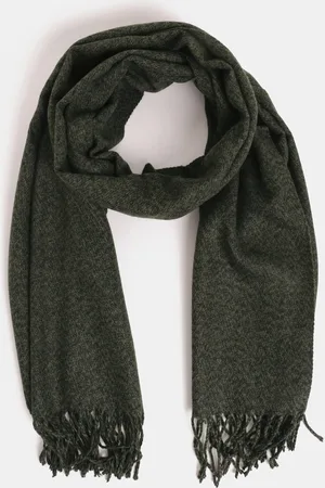 JACK & JONES Tmavě zelená žíhaná šála Solid - Pánské