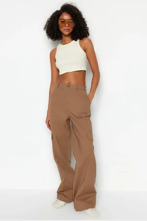 Trendyol Camel Cargo tkané kalhoty s kapsou