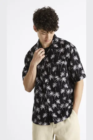 Celio Pánská košile s krátkým rukávem Palm tree