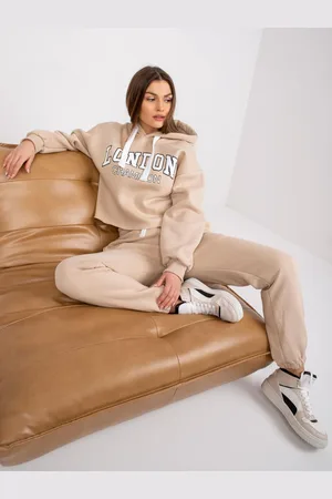 Ex moda Béžová tepláková souprava s nápisem Laraina