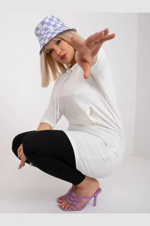 RELEVANCE Bavlněná mikinová tunika Jana velikosti Ecru plus size