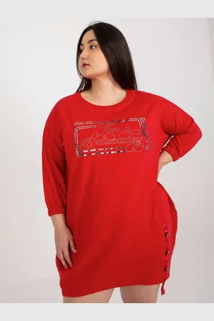 RELEVANCE Červené mikinové šaty plus size s nápisem