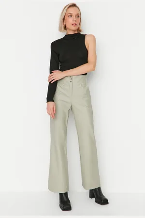 Trendyol Mink Weave Kalhoty z umělé kůže
